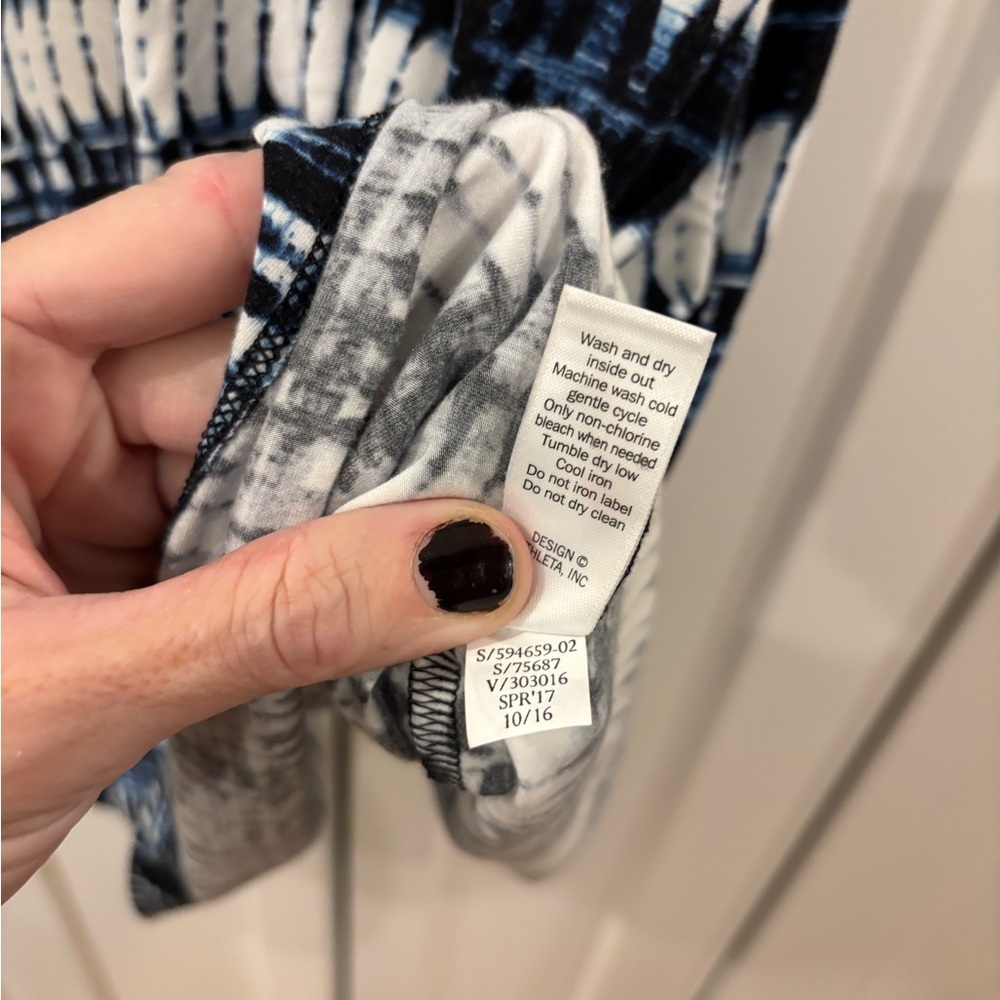 ATHLETA women’s  Modal Navy and White maxi Dress Size Small stripe print tank - Picture 5 of 6